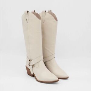 Stivali Penelope Western Cowboy Convertible Boots - Ivory Leather